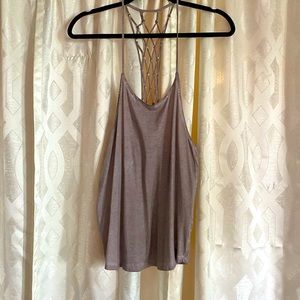 Boho tank top with crochet like detail in the back
